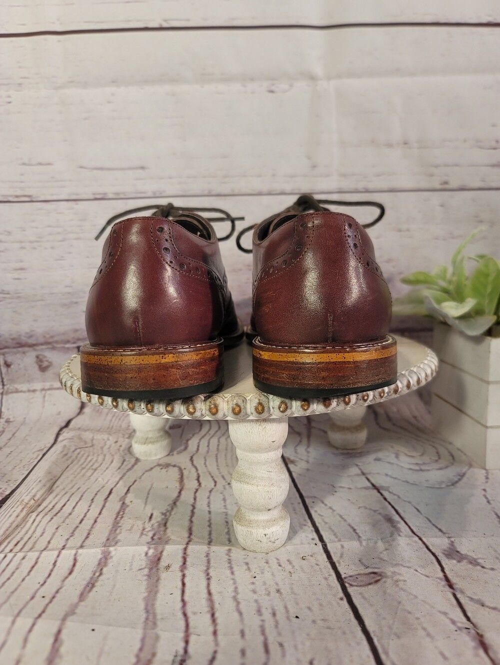 Joseph Abboud Mens Brown Mahogony Leather Wingtip Oxford Shoes Brogue Size 10 - Picture 6 of 11